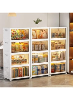 Generic 4-Tier Stackable Plastic Storage Bins, Large Closet Containers, Organizer Box for Bedroom, Kitchen, Dorm, Playroom, Office, Clear Folding Doors, Closet Organizer, Multipurpose Shelf Shelves  - Image 2