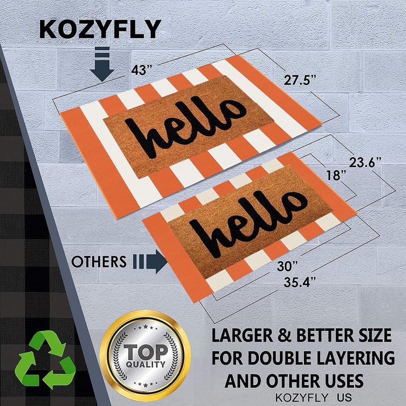 KOZYFLY Striped Rug 27.5x43 Inches Orange and White Halloween Fall Front Door Rug Hand Woven Area Rugs Washable Outdoor Doormats Indoor Entrance Mat for Front Porch Kitchen Entryway Patio Holiday - Image 2