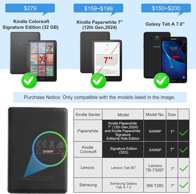 CoBak Stand Case for 7" Kindle Paperwhite 12th Gen 2024 and Kindle Colorsoft with Hand Strap - Compatible with iPhone MagSafe, for Samsung/Belkin/Anker Wireless Charging Pads, Durable, Auto Sleep Wake - Image 2