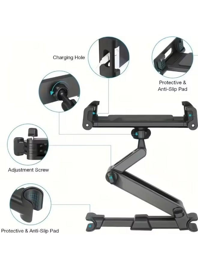 هوديوس حامل هاتف محمول على وسادة خلفية للسيارة تلسكوبي، حامل مقعد خلفي للسيارة، حامل تابلت سريع التركيب، حامل تلسكوبي، حامل دوار للهاتف اللوحي في مقعد السيارة الخلفي، مناسب لجهاز iPad Air Mini والأجهزة مقاس 4.7-12.9 بوصة - Image 2