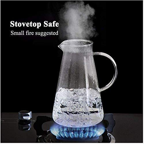 JIGSHTIAL 1.3 Liter Glass Pitcher with Stainless Steel lid iced Tea Pitcher Water jug hot & Cold Water Wine Coffee Milk Juice Beverage Carafe jug with Stainless Steel Lid for Homemade Juice & Iced - Image 4