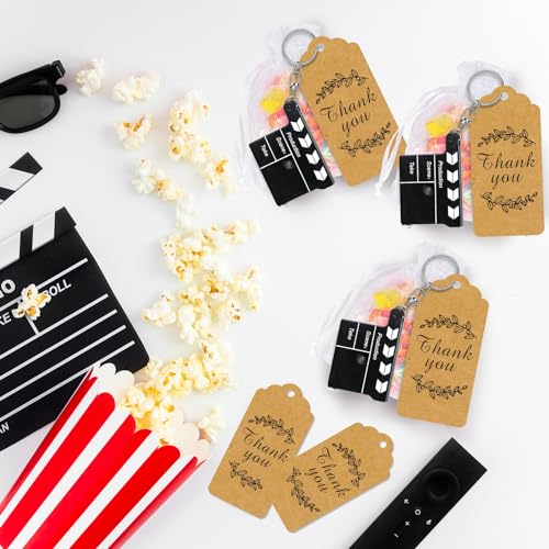 Herdear 12 Sets Movie Night Party Favors Director Clapboard Tape Measure Keychain Thank You Tag Organza Gift Bag for Movie Theatre Party Supplies Christmas Wedding Birthday Film Cast Decor - Image 4
