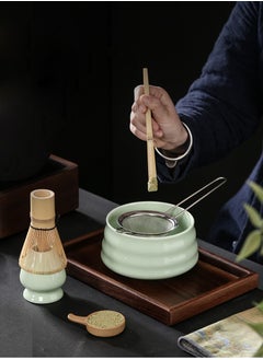 Arabest 7 Piece Matcha Set, Luxurious Tea Set with Ceramic Bowl, Filter, Traditional Scoop, Prong Bamboo Matcha Whisk and Holder (Black)  - Image 2