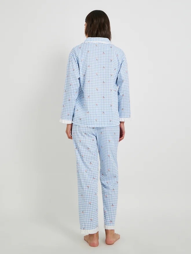 Take Two Take Two Checked Lace Trim Shirt and Pyjama Set