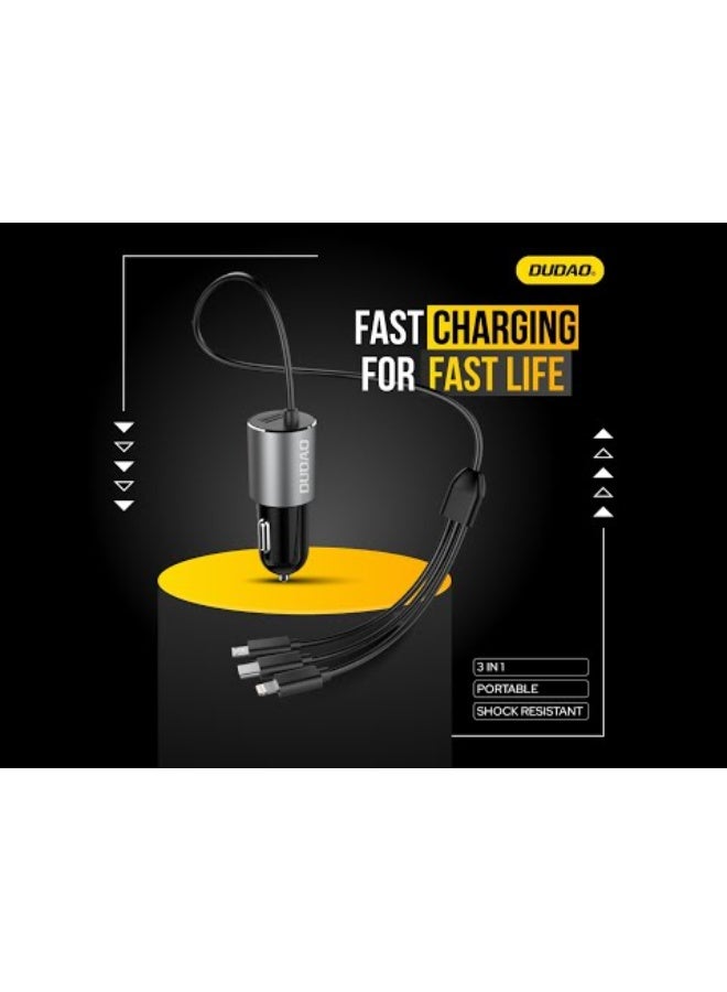 دوداو شاحن سيارة دوداو 3 في 1 R5ProN – منفذ USB مزدوج + منفذ Type-C، أقصى خرج 3.4 أمبير - Image 2