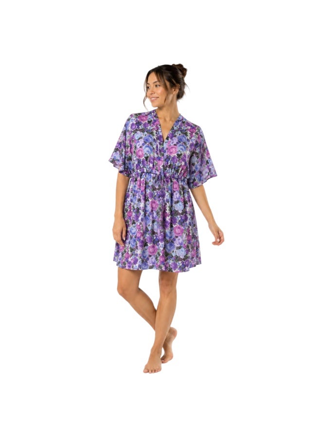 Zecotex Women's Short Chiffon Floral Print Dress - Image 1