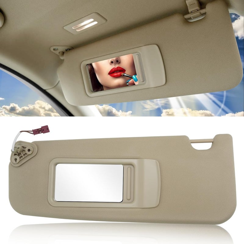 Jaronx Left Driver Side Sun Visor Replacement for BMW 3 Series E90 E91/X1 E84 with Mirror (Beige) - Image 1
