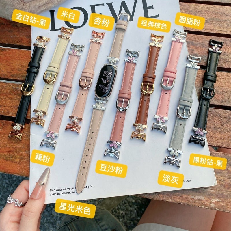Suitable For Xiaomi 8/9/10 Pro Watch Strap Redmi 4/5 Butterfly Head Leather Xiaomi Strap - Image 3
