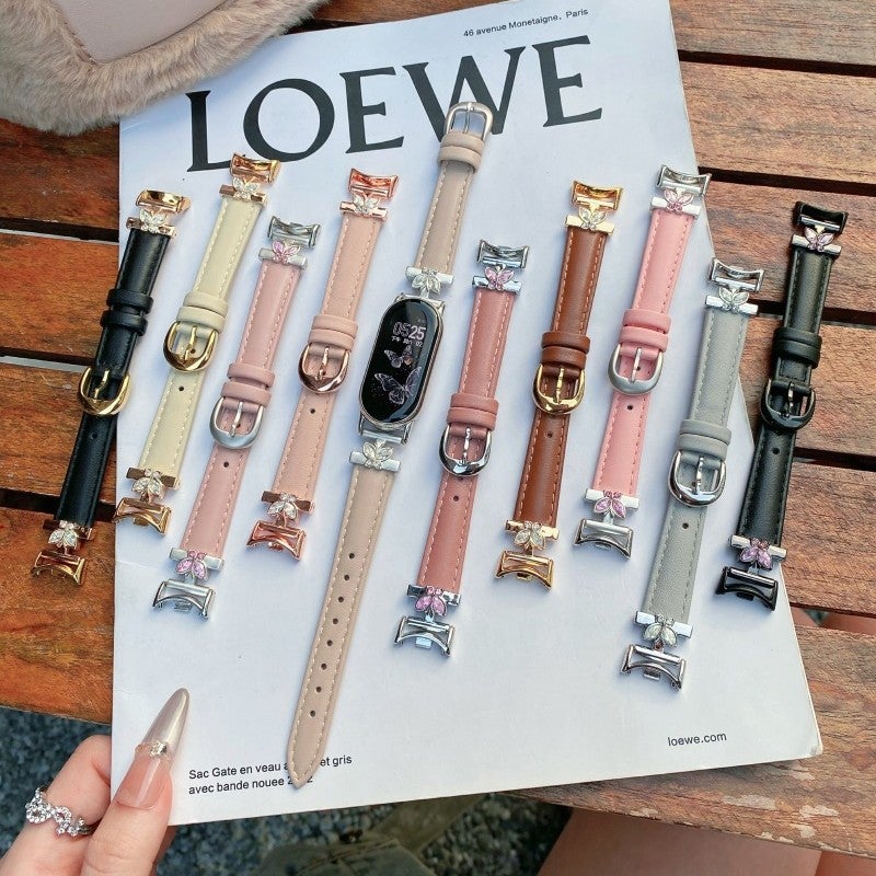 Suitable For Xiaomi 8/9/10 Pro Watch Strap Redmi 4/5 Butterfly Head Leather Xiaomi Strap - Image 2