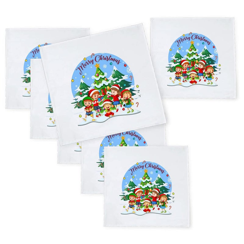 Khakee 6 Pcs Christmas Theme Silk Table Napkins 10x 10 for Xmas Decoration Christmas OrnamentsChristmas Giftxmas21316 - Image 1