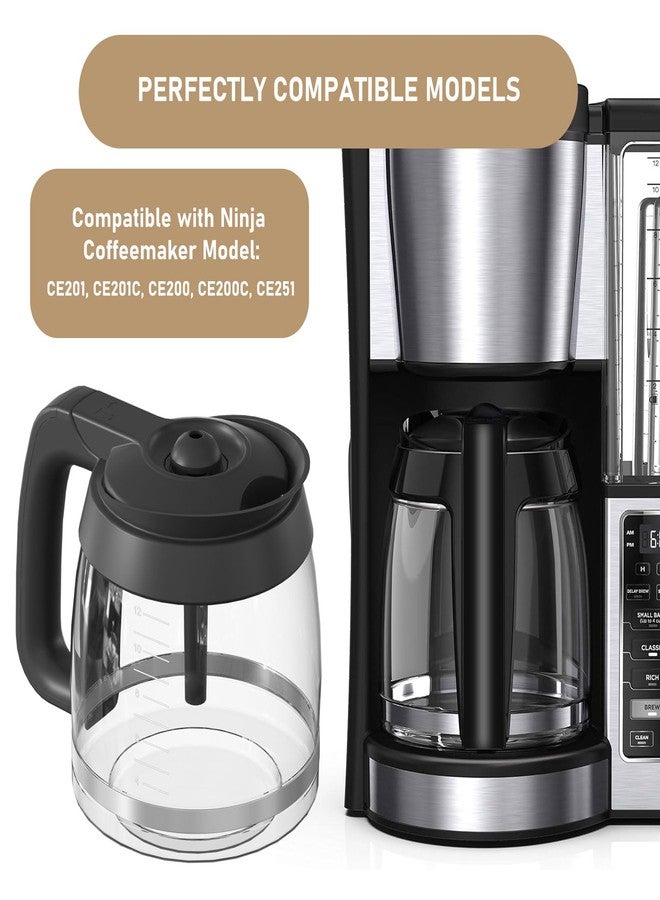 Shonshon CE200 12-Cup Glass Coffee Pot Replacement Compatible with Ninja Coffee Brewer Maker Models CE251 CE201 CE201C CE200 CE200C Model# XGLSLID200 - Image 2