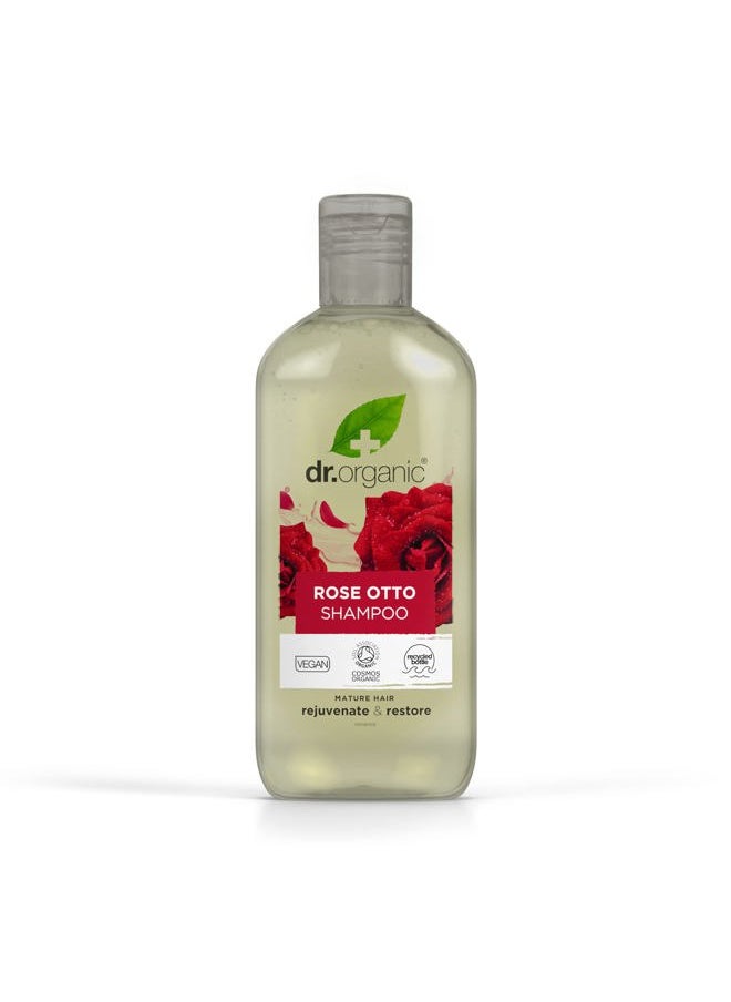 dr.organic Rose Otto Shampoo, Restoring, Mens, Womens, Natural, Vegan, Cruelty-Free, Paraben & SLS-Free, Recyclable & Recycled Ocean Bound Plastic, Certified Organic, 265ml, Packaging may vary  - Image 1