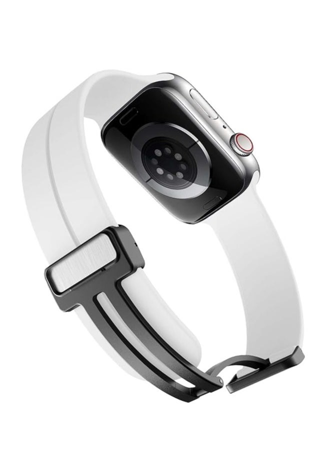 ten.tech - TenTech Silicone Magnetic Sports Band for Apple Watch Ultra/Ultra 2, Size 49mm 45mm 44mm 42, Soft Band for iWatch Series 9/8/7/6/5/4/3/2/1/SE - white - Image 1