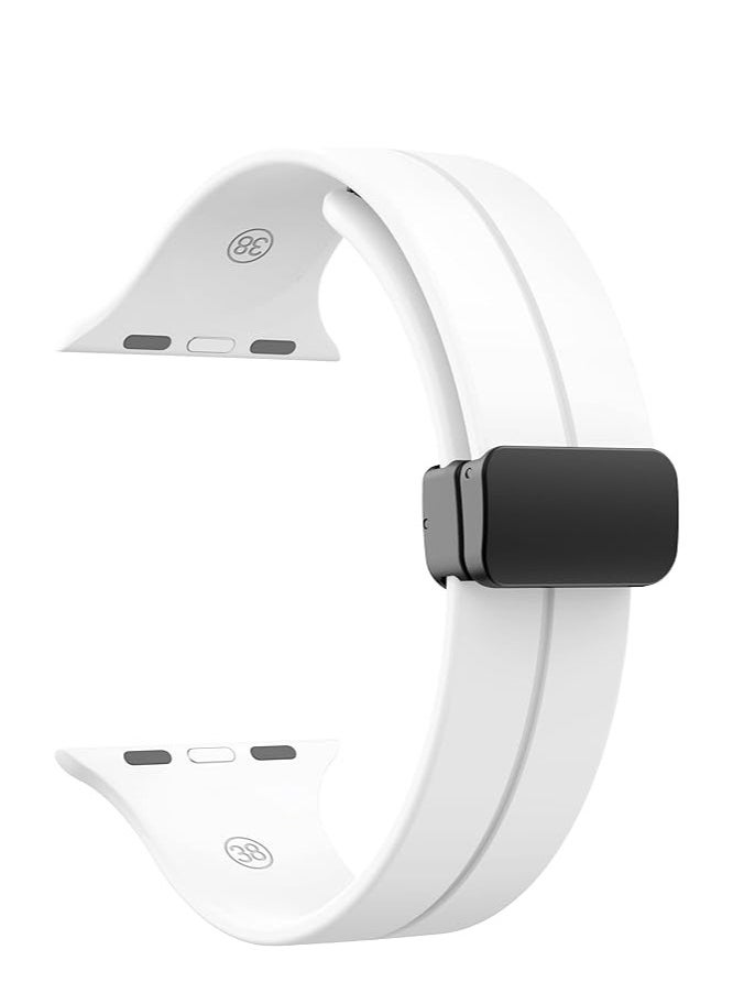 ten.tech - TenTech Silicone Magnetic Sports Band for Apple Watch Ultra/Ultra 2, Size 49mm 45mm 44mm 42, Soft Band for iWatch Series 9/8/7/6/5/4/3/2/1/SE - white - Image 1