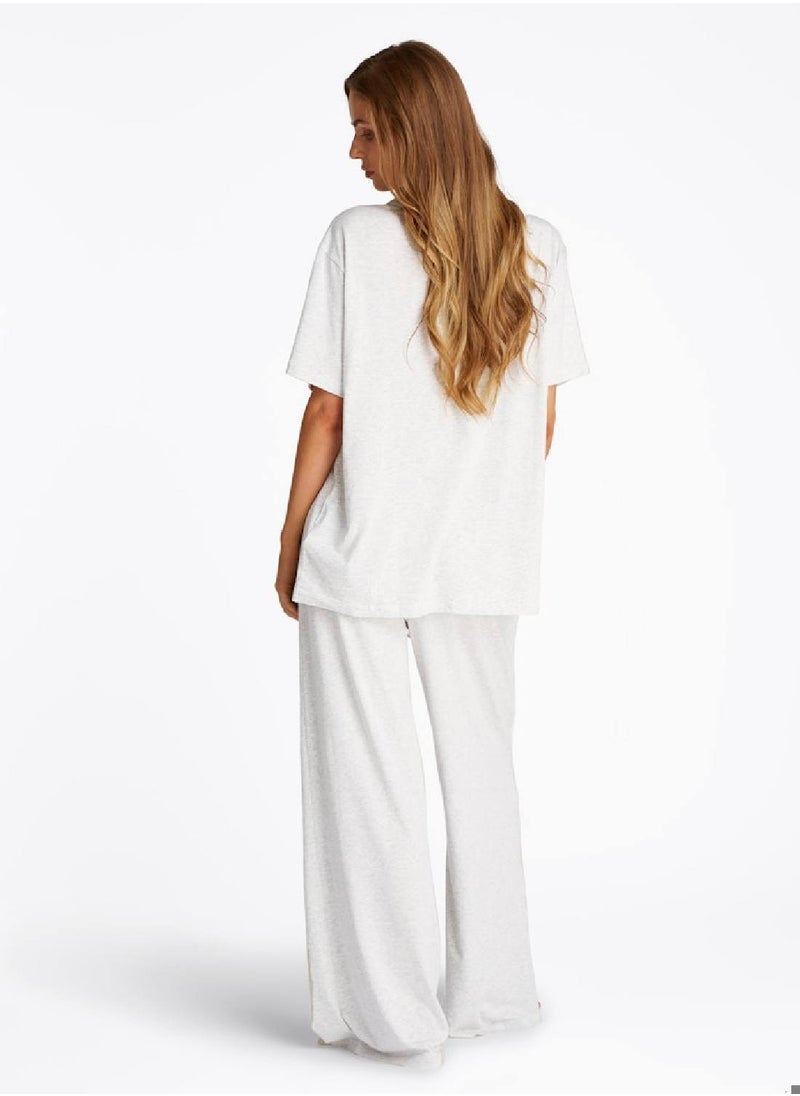 TOMMY HILFIGER Women's Relaxed Henley Pyjama T-Shirt - Cotton Blend, Grey  - Image 4