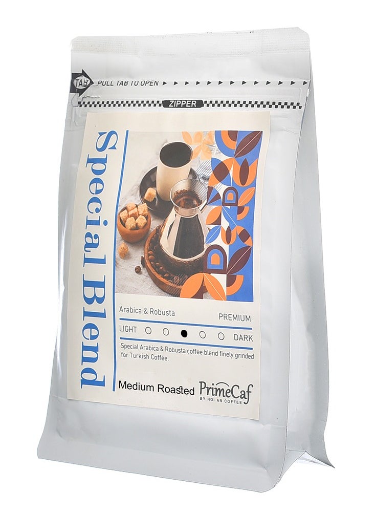 PrimeCaf - PrimeCaf Special Blend & High Quality Turkish Coffee Arabica & Robusta, Medium Roasted, with cardamom, 250 gm - Image 1