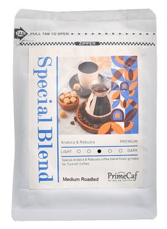 PrimeCaf Special Blend & High Quality Turkish Coffee Arabica & Robusta, Medium Roasted, with cardamom, 250 gm