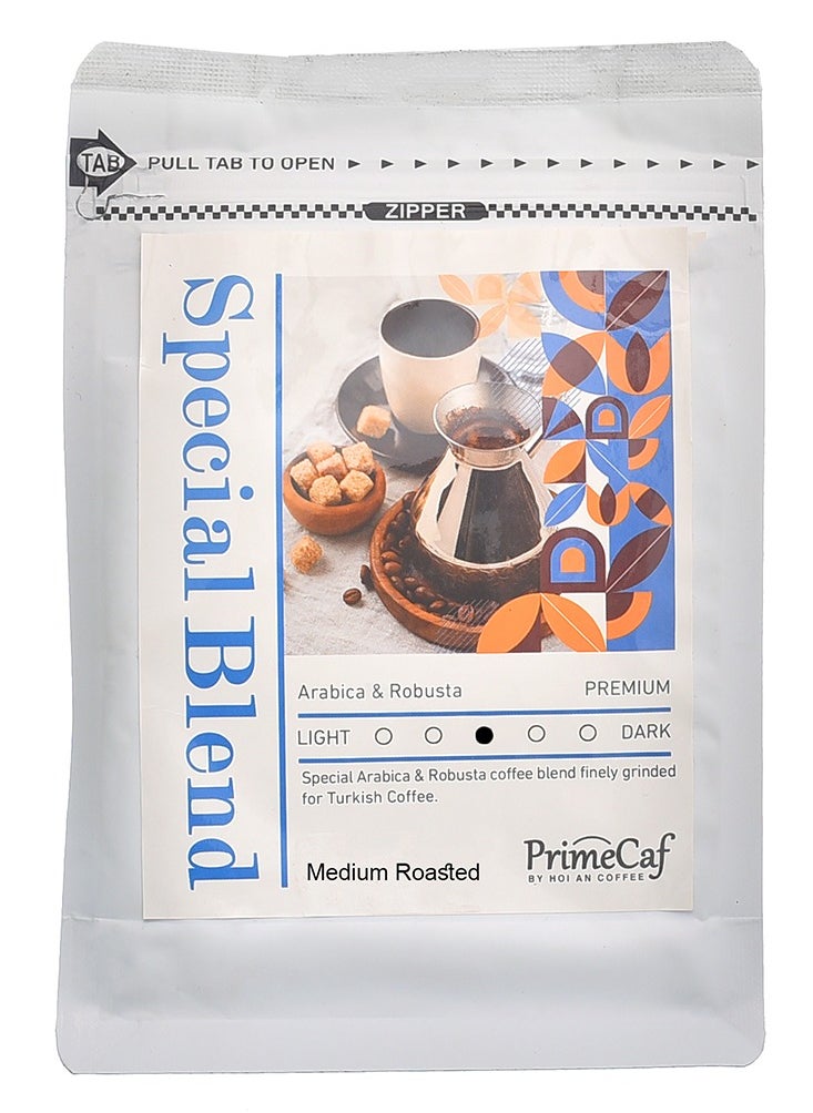 PrimeCaf - PrimeCaf Special Blend & High Quality Turkish Coffee Arabica & Robusta, Medium Roasted, with cardamom, 250 gm - Image 1