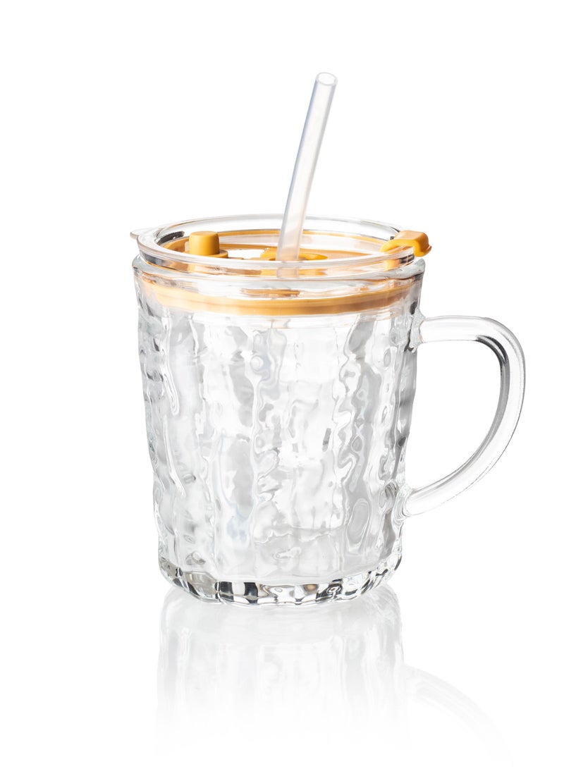 Dania Quarry glass cup with plastic lid Sealed with a sucker for ease drinking.   Capacity 300ml Height 11 cm.  - Image 1