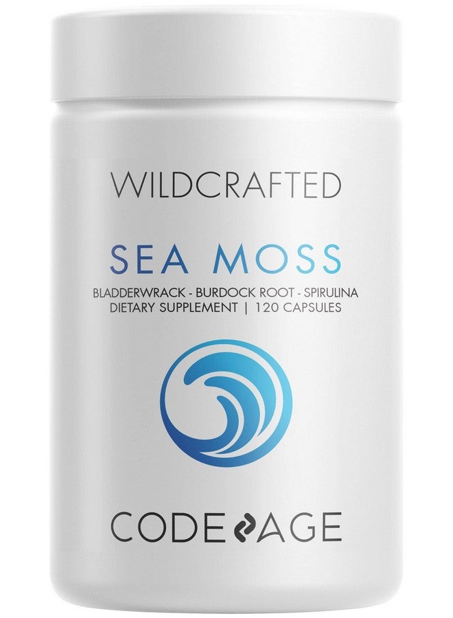 Codeage Raw Wildcrafted Irish Sea Moss Supplement Spirulina Algae Bladderwrack Seaweed Burdock Root Black Pepper Vegan Nongmo 120 Capsules - Image 1