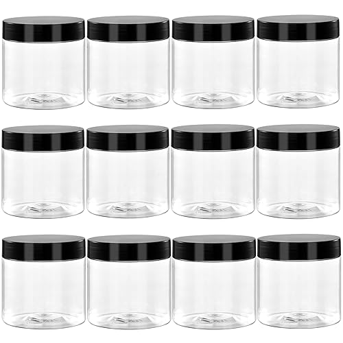 Tuzazo 2 Oz Small Plastic Container Jars With Lids And Labels Bpa Free Empty Round Clear Cosmetic Containers Plastic Slime Jars For Lotion Cream Ointments Samples Makeup Travel Storage (12 Pack) - Image 2
