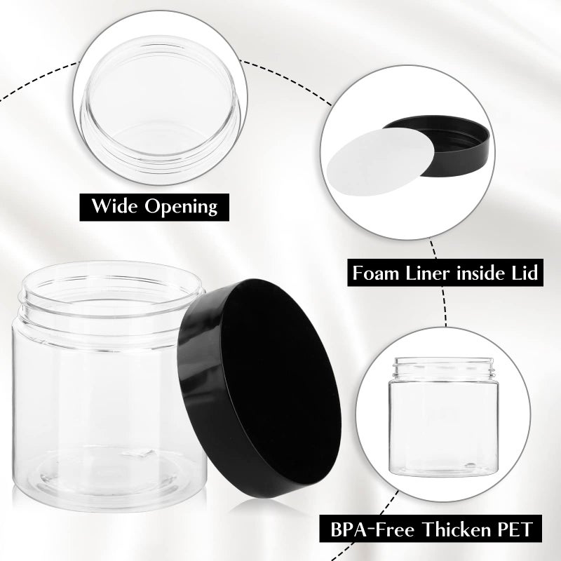 Tuzazo 2 Oz Small Plastic Container Jars With Lids And Labels Bpa Free Empty Round Clear Cosmetic Containers Plastic Slime Jars For Lotion Cream Ointments Samples Makeup Travel Storage (12 Pack) - Image 5