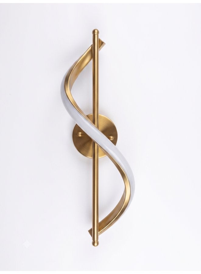 الروضة للإضاءة أبليك إضاءة حائط ليد مودرن بتصميم حلزوني متموج، وحدة إضاءة جدارية ديكورية لغرفة النوم والمعيشة والممرات - لون ذهبي - مقاس 10×10×23 سم - Image 4