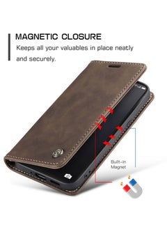 CaseMe CaseMe OPPO Reno 8 Pro 5G Case Wallet, for OPPO Reno 8 Pro 5G Wallet Case Book Folding Flip Folio Case with Magnetic Kickstand Card Slots Protective Cover - Coffee  - Image 4