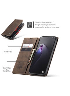 CaseMe CaseMe OPPO Reno 8 Pro 5G Case Wallet, for OPPO Reno 8 Pro 5G Wallet Case Book Folding Flip Folio Case with Magnetic Kickstand Card Slots Protective Cover - Coffee  - Image 5
