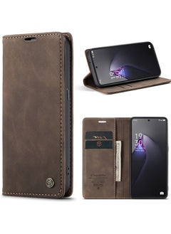 CaseMe CaseMe OPPO Reno 8 Pro 5G Case Wallet, for OPPO Reno 8 Pro 5G Wallet Case Book Folding Flip Folio Case with Magnetic Kickstand Card Slots Protective Cover - Coffee  - Image 1