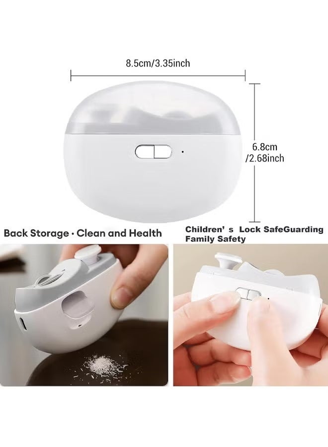 إيكيوك مقص أظافر كهربائي 2 في 1 مصقول كهربائيًا مقص أظافر أوتوماتيكي احترافي مع قاطع أظافر خفيف أداة العناية بالأطفال مقص أظافر كهربائي أبيض - Image 2