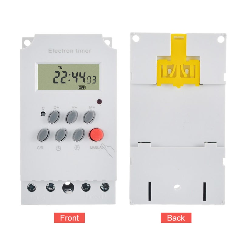 AC 220V 25A Din Programmable Electronic Digital Timer Switch White 15 x 7 x 12cm - Image 2
