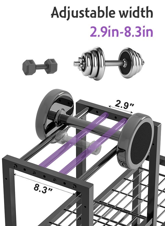 Uptyia 6-Tier Home Gym Storage Rack with Wheels, Dumbbell Weight Rack and Yoga Mat Organizer, Multi-Purpose Gym Equipment Storage Stand for Home Gym Accessories - Image 4