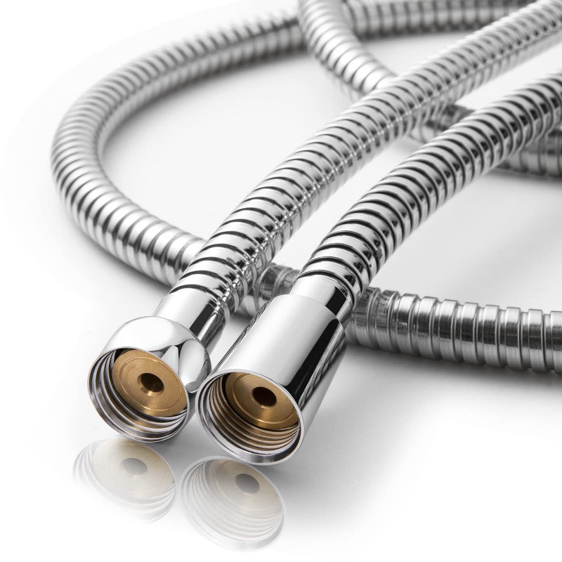 OFFO Shower Hose, 48 Inch Bidet Hose High Pressure Explosion Proof Toilet Hose for Bidet Sprayer Stainless Steel Electroplating Handheld Shower Hose Flex Hoses with Woven Inner Tube, Chrome - Image 1