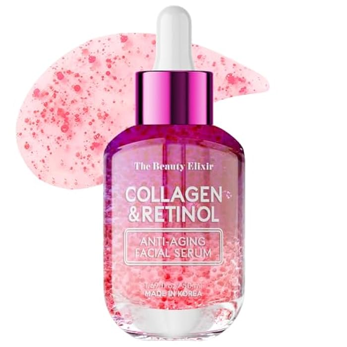 The Beauty Elixir Collagen & Retinol Serum For Face - Ultra Hydrating, Restores, Smooths & Reduces Wrinkles - Dermatologist Tested, Natural Ingredients, Clean Beauty - Korean Skin Care - 1.69 Fl. Oz - Image 1