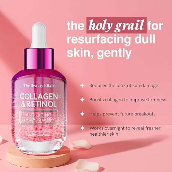 The Beauty Elixir Collagen & Retinol Serum For Face - Ultra Hydrating, Restores, Smooths & Reduces Wrinkles - Dermatologist Tested, Natural Ingredients, Clean Beauty - Korean Skin Care - 1.69 Fl. Oz - Image 2