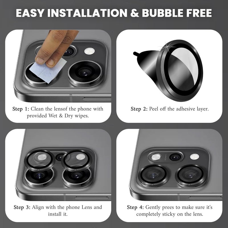 FIRST MART Camera Lens Protectors for Oppo Reno 14 Pro (6.67 Inches) Tough HD Individual Aluminum Alloy Lens Ring Cover, Scratch Resistant, Thin Lens Protection| Black, 1 Pack - Image 3