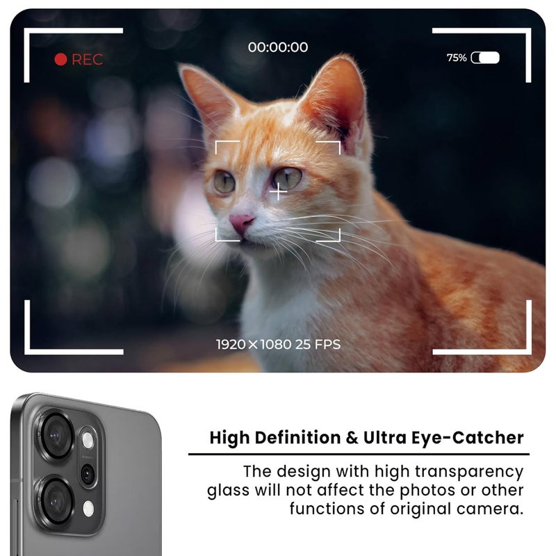 FIRST MART Camera Lens Protectors for Oppo Reno 14 Pro (6.67 Inches) Tough HD Individual Aluminum Alloy Lens Ring Cover, Scratch Resistant, Thin Lens Protection| Black, 1 Pack - Image 4