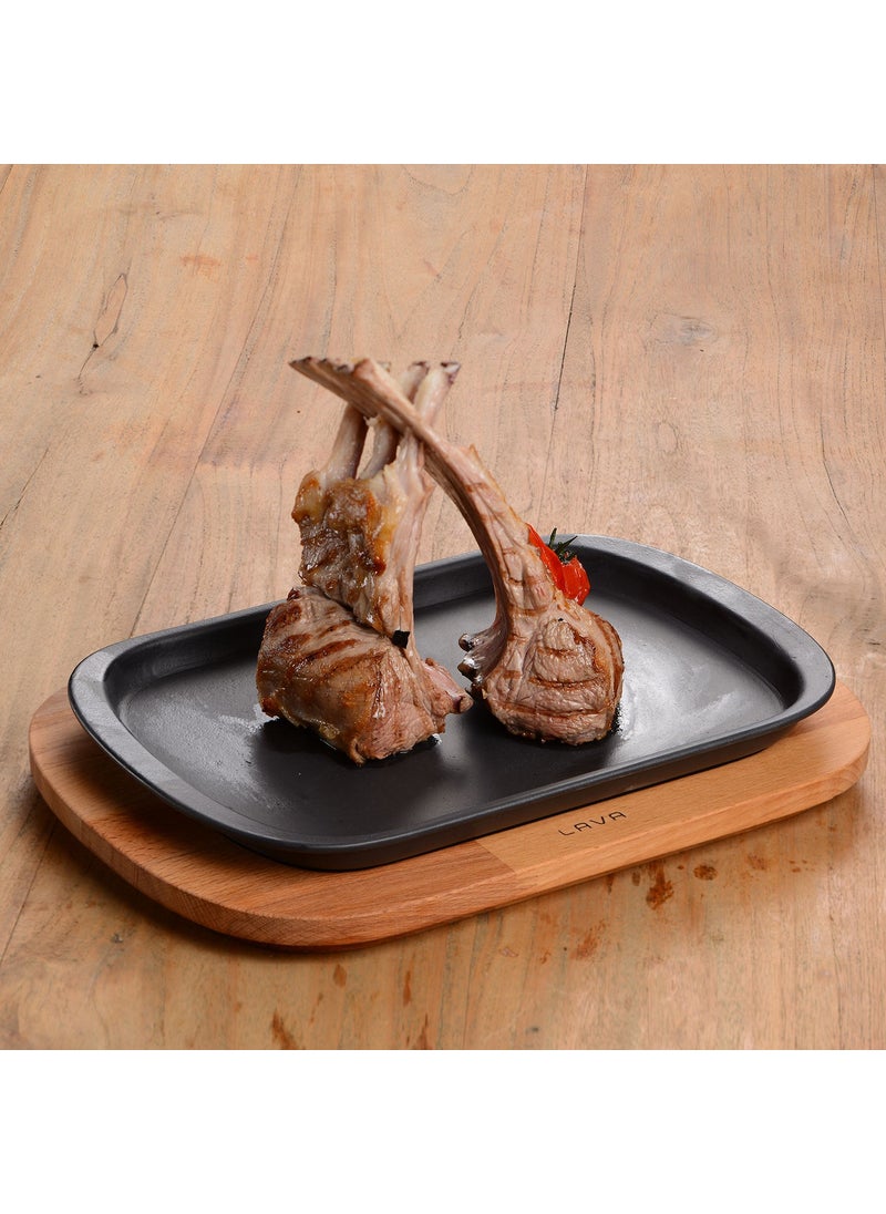 Lava Cast Iron Serving Plate. Black Color. Size 32X20CM.  - Image 2