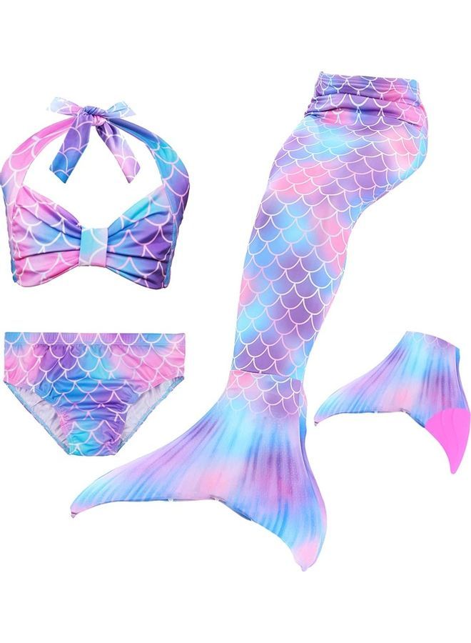 NIBEMINENT 4-Piece Mermaid Themed Swimming Costume Set 110cm - Image 1