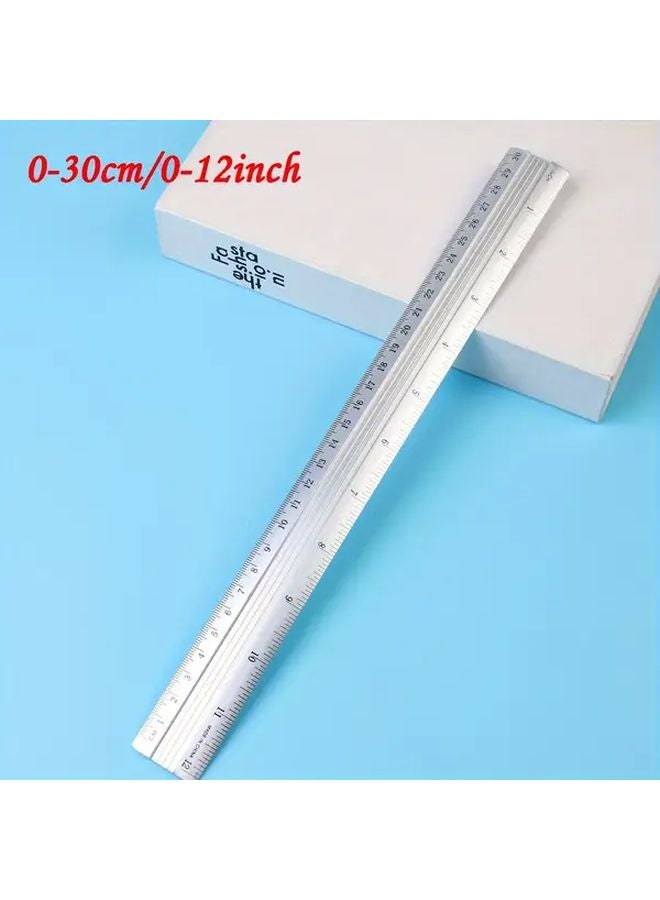مسطرة سبيكة الألومنيوم المتينة مقياس مزدوج بوصة متري أداة قياس دقيقة النمط B - Image 1