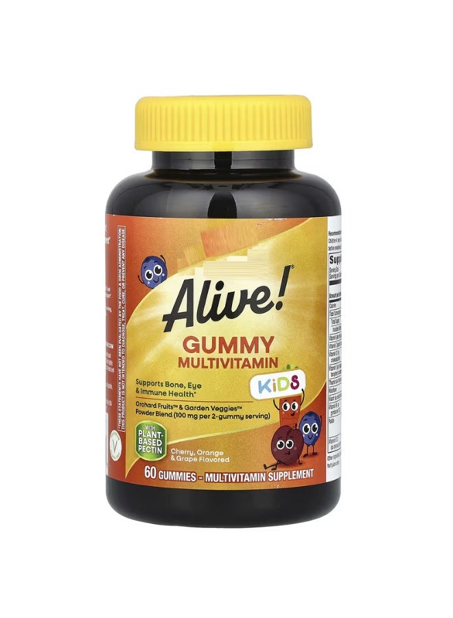 Alive! Kids , Gummy Multivitamin, Cherry, Orange & Grape , 60 Gummies