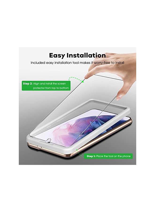 Jetech Screen Protector For Samsung Galaxy S21 6.2-Inch With Camera Lens Protector, Easy Installation Tool, Tempered Glass Film, Hd Clear, 2-Pack Each - Image 3