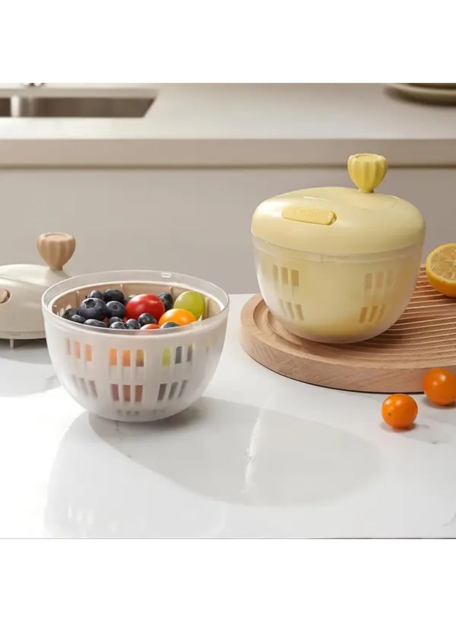 Yellow Heavy Duty Manual Fruit And Vegetable Spinner Saladwasher With Non Slip Base - Image 4