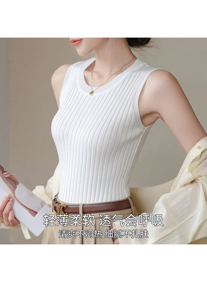 MIIOW Women'S Base Shirt Striped Knitted Wide-Shoulder Vest For Girls, Can Be Worn As Innerwear Or Outerwear - Image 5