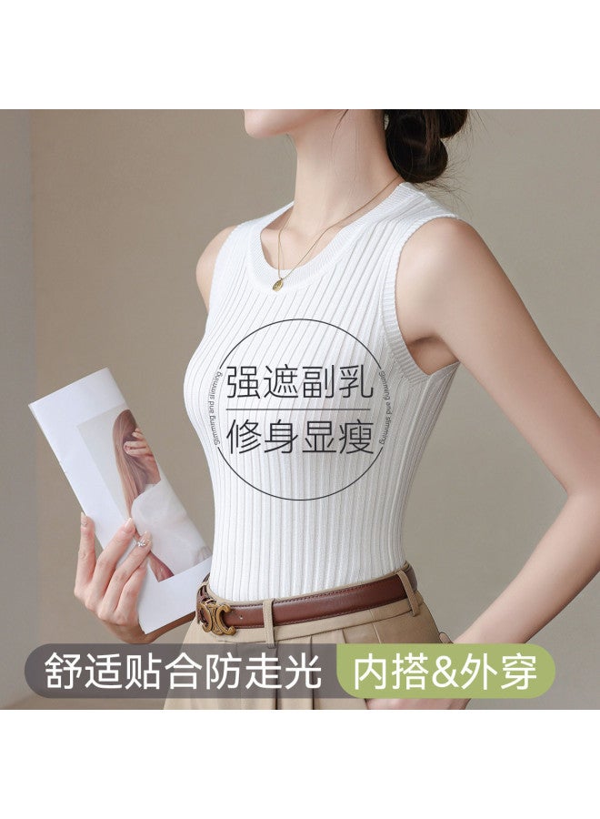 MIIOW Women'S Base Shirt Striped Knitted Wide-Shoulder Vest For Girls, Can Be Worn As Innerwear Or Outerwear - Image 2