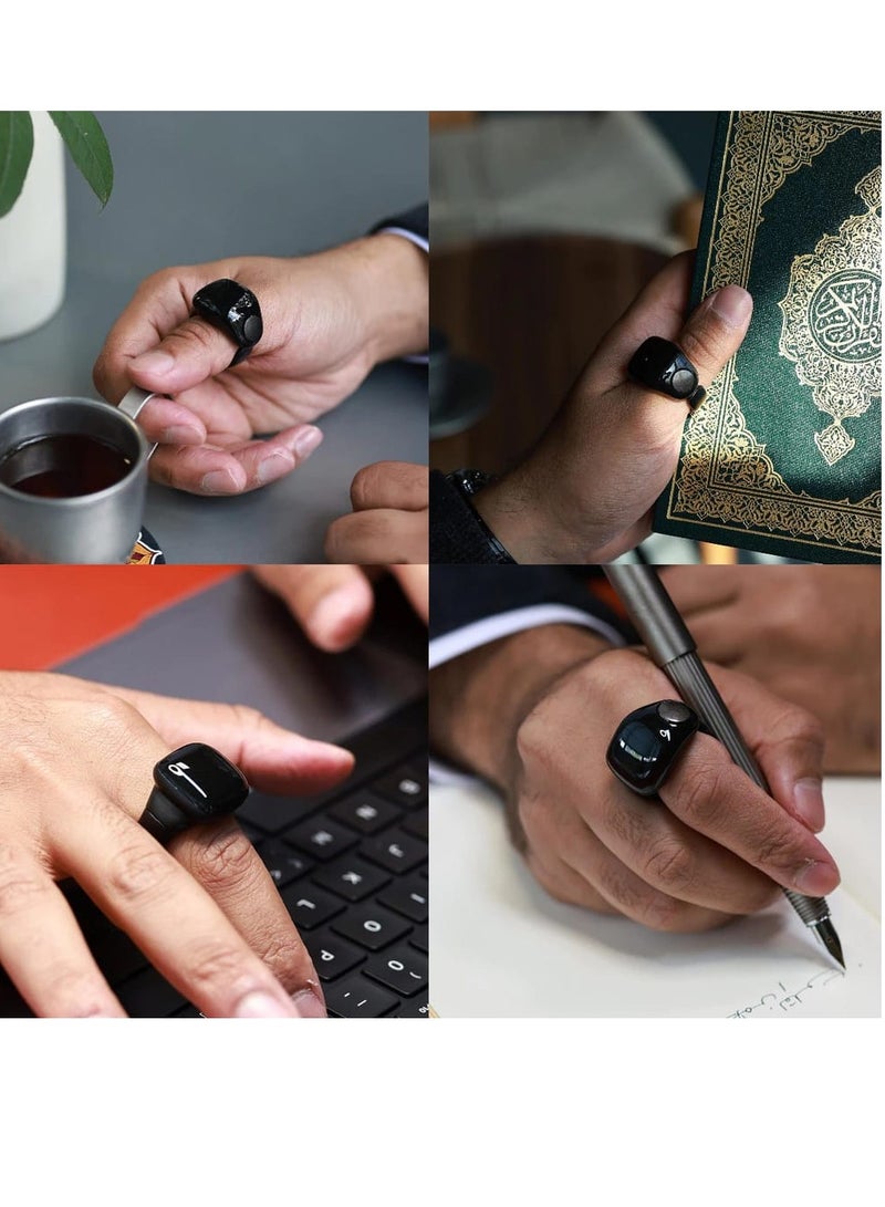 حلقة تسبيح ذكية مقاس 18 مم و20 مم مقاومة للماء مع عداد تسبيح للتذكير بالاهتزاز واتصال بلوتوث و5 تذكيرات يومية للصلاة - Image 3