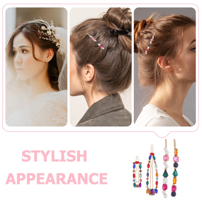 💄 4 مشابك شعر من سبائك مع حجر الراين ملونة للبنات - Image 5