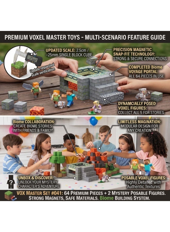 AirYoung 64pcs Game Magnetic Building Blocks - STEM Educational Toy for Kids, Safe ABS Non-Toxic DIY Construction Set with Strong Magnets (Ages 5-12) Miniature World Building Toys Cube Construction 25MM Super Large Size, Puzzle Building Block Family Parent-child Game - Image 5