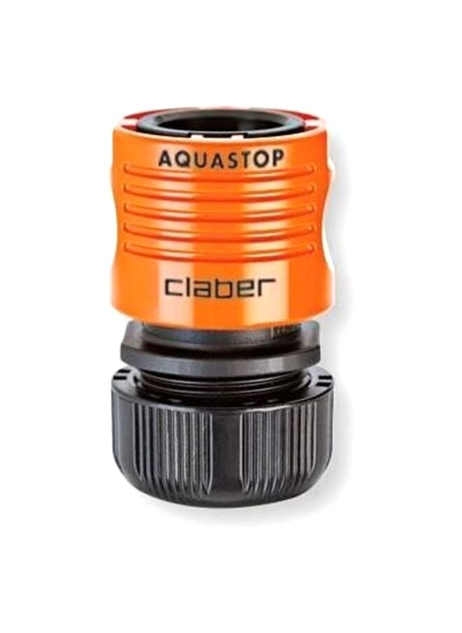 Claber - Claber 5/8inch Aqua Stop Card Hose Coupling Black Orange - Image 1